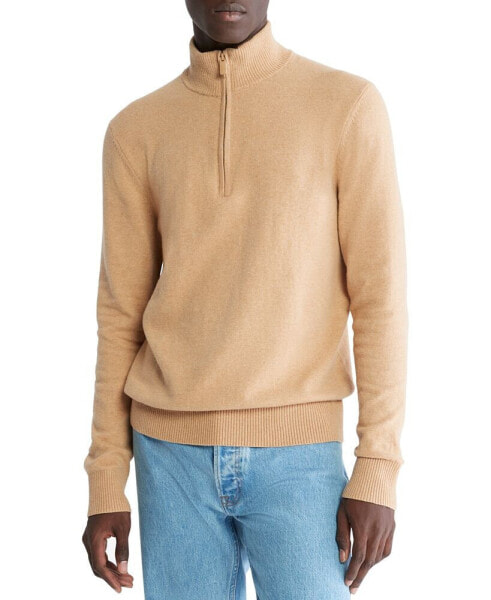 Men's Ribbed-Trim Quarter-Zip Pullover Sweater
