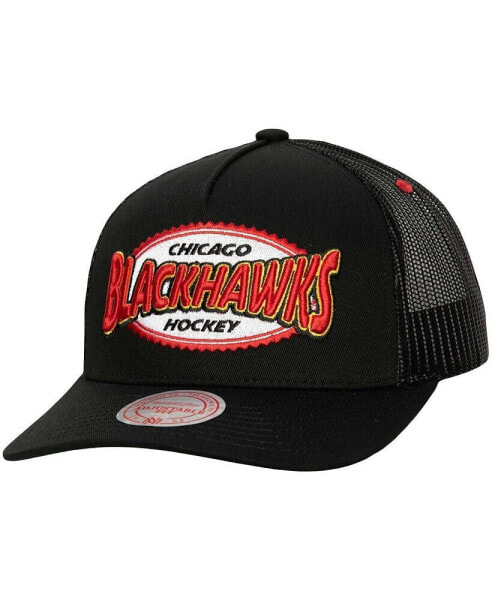Men's Black Chicago Blackhawks Team Seal Trucker Snapback Hat