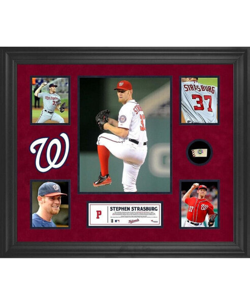 Коллаж с 5 фотографиями и кусочком игрового мяча Fanatics Authentic Stephen Strasburg Washington Nationals