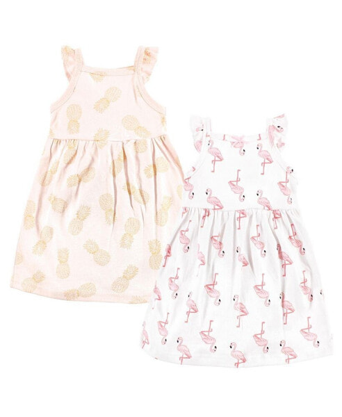 Toddler Girls Cotton Dresses, Flamingo Pineapple 2pck