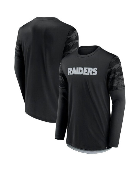 Men's Black, Silver Las Vegas Raiders Square Off Long Sleeve T-shirt