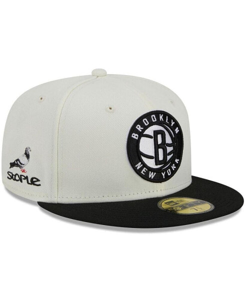 Men's x Staple Cream, Black Brooklyn Nets NBA x Staple Two-Tone 59FIFTY Fitted Hat