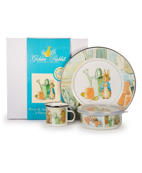 Peter and the Watering Can Enamelware Collection 3 Piece Kids Dinner Set