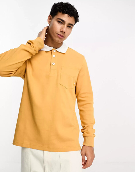 Farah Holstrom long sleeve rugby shirt in honey mustard