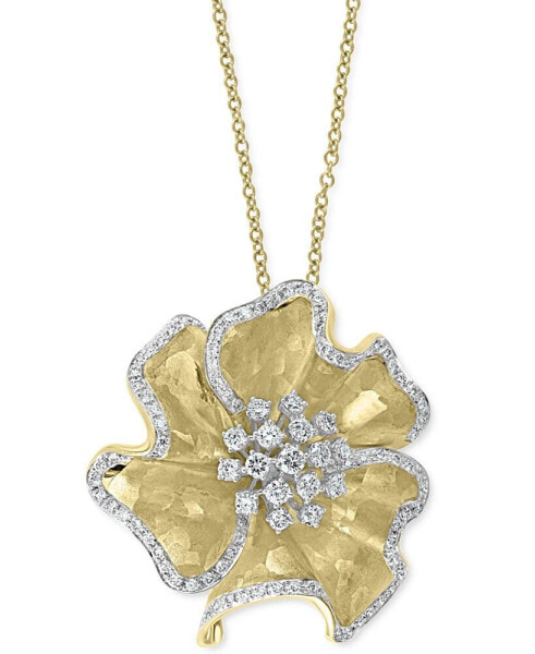 EFFY Collection eFFY® Diamond Flower 18" Pendant Necklace (1-1/2 ct. t.w.) in 14k Gold