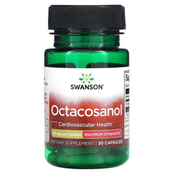 Капсулы Swanson Octacosanol, максимальная сила, 20 мг, 30 штук
