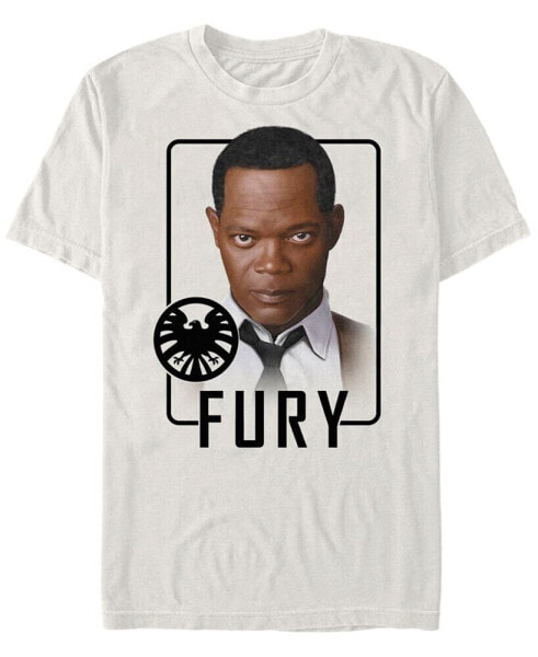 Marvel Men's Captain Marvel Nick Fury Id Portrait, Short Sleeve T-shirt