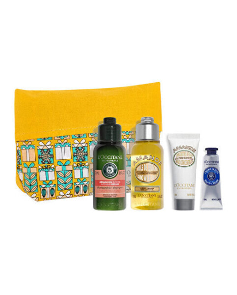 Набор для ухода за телом L`Occitane en Provence Almond Shower Oil + Intensive Repair Shampoo + Firming and Smoothing Milk Concentrate + Hand Cream + Cosmetic Bag