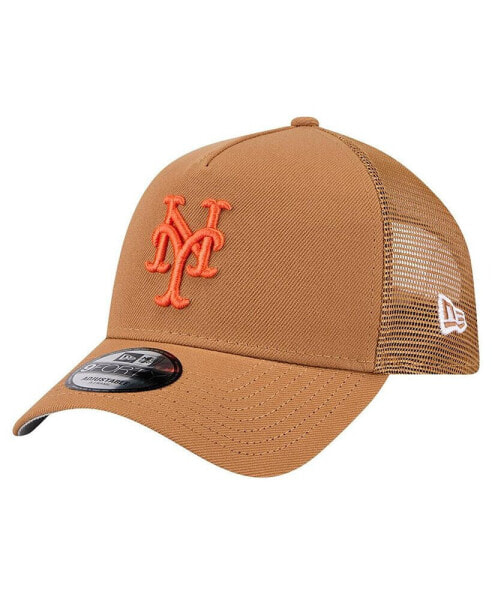 Men's Brown New York Mets A-Frame Trucker 9FORTY Adjustable Hat