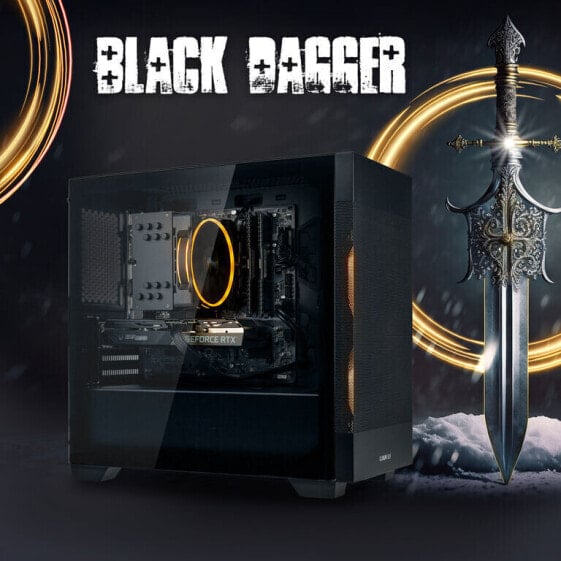 Gaming-PC Black Dagger, Intel Core i5-12400F, NVIDIA GeForce RTX 4060 Ti - Fertig-PC