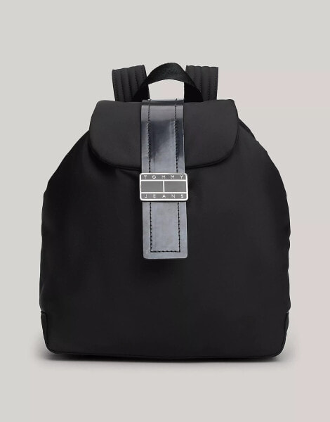 Tommy Jeans Stardust Logo Flap Backpack in Black