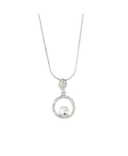 Pave Circle Crystal Pendant Necklace