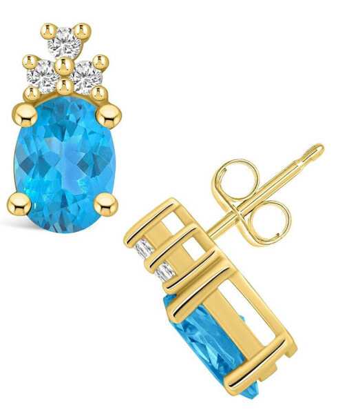 Topaz (3-1/5 ct. t.w.) and Diamond (1/5 ct. t.w.) Stud Earrings in 14K Yellow Gold