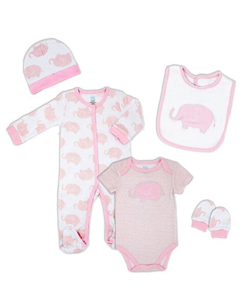 Baby Girls Elephant Layette, 5-Piece Set