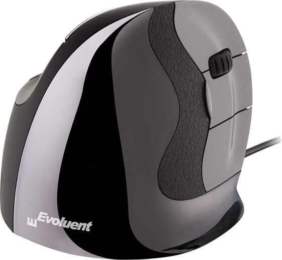 Evoluent VMDL VerticalMouse D Large Right Ergonomic Mouse with Wireless USB Port VMDLW, Black, Silver, Grey