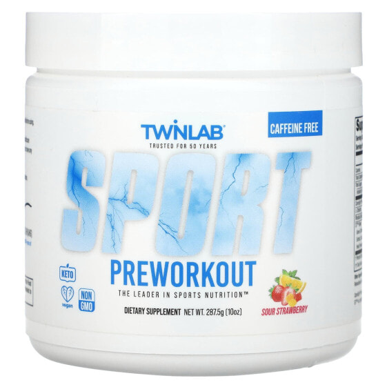 Sport Preworkout, Caffeine Free, Sour Strawberry, 10 oz (287.5 g)