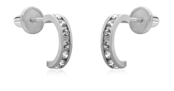 Fashion half circle earrings in white gold 14/836.091/17ZIR