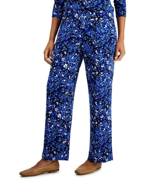 Women's Knit Dressing Printed Pull-On Pants, Created for Macy's