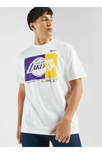 NBA Max90 Los Angeles Lakers Essential Men's T-Shirt White Beyaz Pamuklu Erkek Tişört