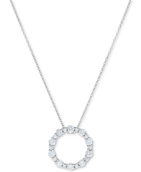 Diamond Circle 18" Pendant Necklace (1 ct. t.w.) in 14k White Gold
