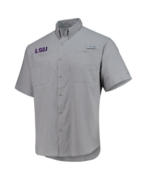 Men's Gray LSU Tigers Tamiami Omni-Shade Button-Down Shirt