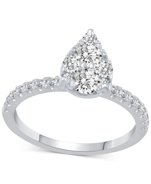 Diamond Pear-Shaped Cluster Engagement Ring (1 ct. t.w.) in 14k White Gold