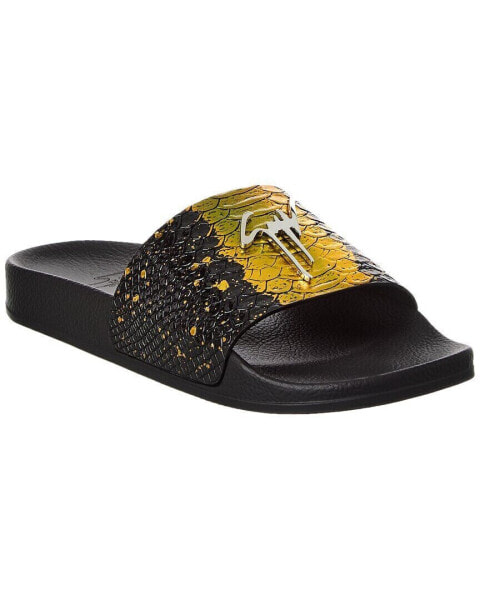 Giuseppe Zanotti Newburel Snake-Embossed Leather Slide Men's