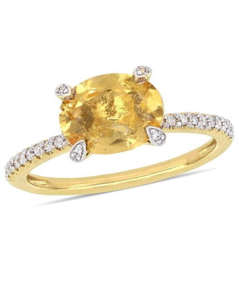 Citrine (1-5/8 ct.t.w.) and Diamond (1/10 ct.t.w.) Ring in 10k Yellow Gold