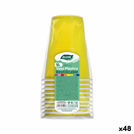 Комплект многоразовых стаканов Algon Желтый 48 штук 450 мл (10 штук)