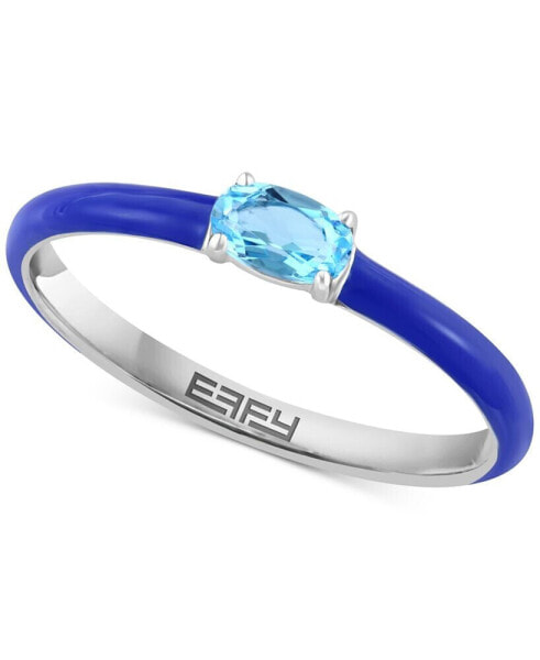 EFFY® Pink Opal (1/6 ct. t.w.) & Enamel Ring in Sterling Silver (Also available in Amethyst, Garnet, Citrine and Blue Topaz)