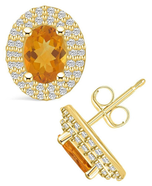 Серьги Macy's Citrine and Diamond Halo