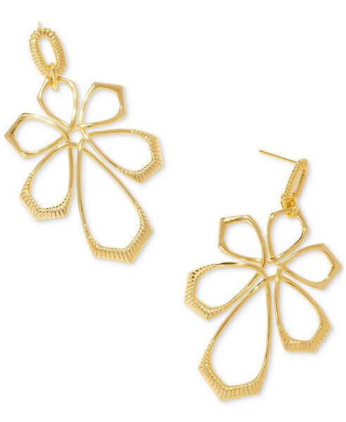 14k Gold-Plated Smooth & Textured Flower Statement Earrings