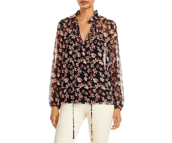 Jason Wu 289243 Women's Floral Print Ruffled Silk Blouse size 2