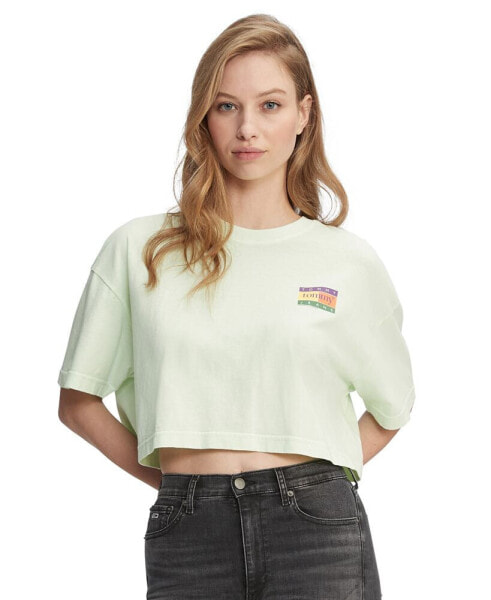 Women's Oversized Cropped Summer Flag T-Shirt
