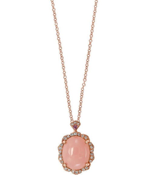 EFFY Collection eFFY® Pink Opal (2 1/2 ct.t.w.) and Diamond (1/10 ct.t.w.) Pendant in 14K Rose Gold