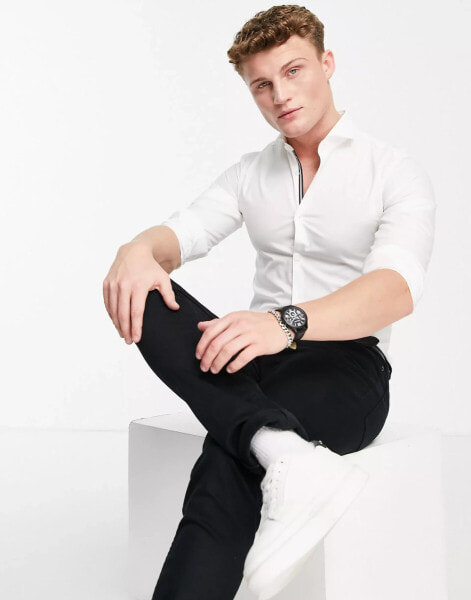 HUGO Erriko extra slim fit shirt in white