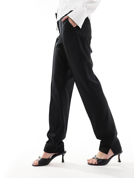 YAS high waisted tapered trousers in black - BLACK