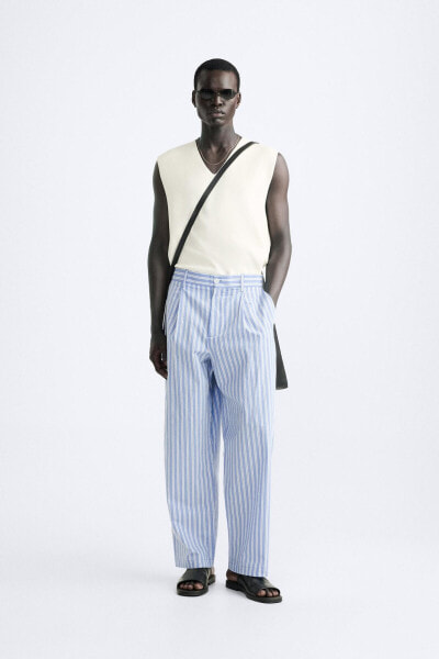 Pleated striped trousers