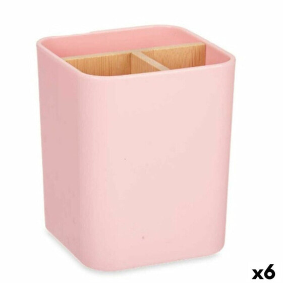 Держатель для зубной щетки Розовый Бамбук полипропилен 9 x 11 x 9 cm (6 штук)