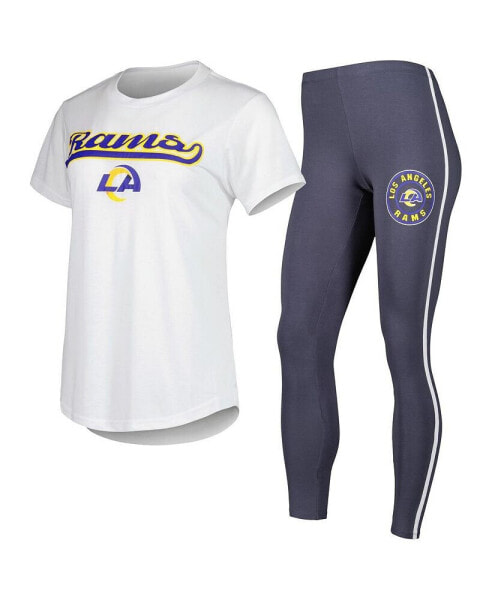 Women's White, Charcoal Los Angeles Rams Sonata T-shirt and Leggings Sleep Set
