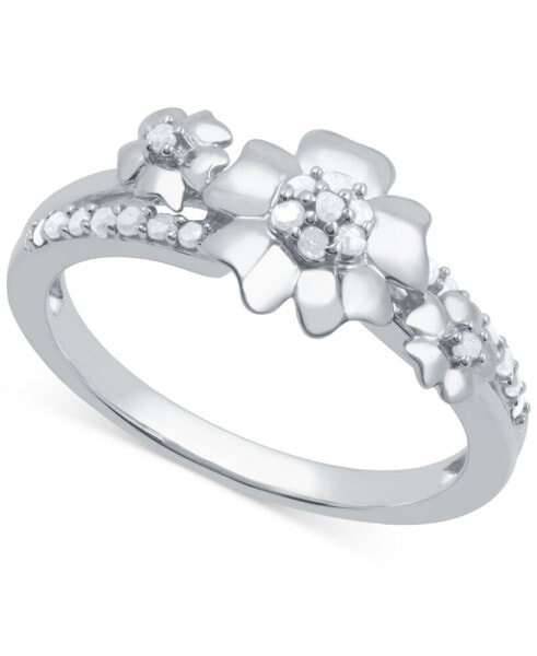 Diamond Flower Ring (1/6 ct. t.w.) in Sterling Silver