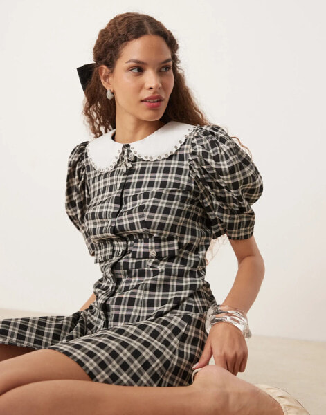 Sister Jane contrast mini dress in check