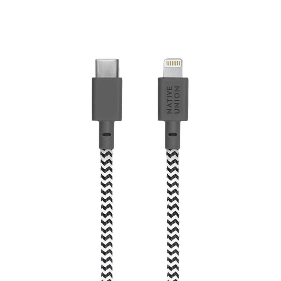 Native Union BELT-KV-CL-ZEB-2 - 1.2 m - Lightning - USB C - Male - Male - Black - White