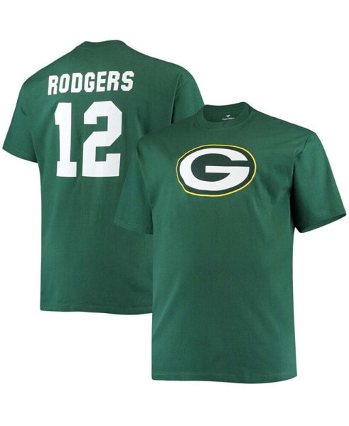 Men's Big and Tall Aaron Rodgers Green Green Bay Packers Player Name Number T-shirt