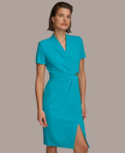 Women's Ruched O-Ring Sheath Dress