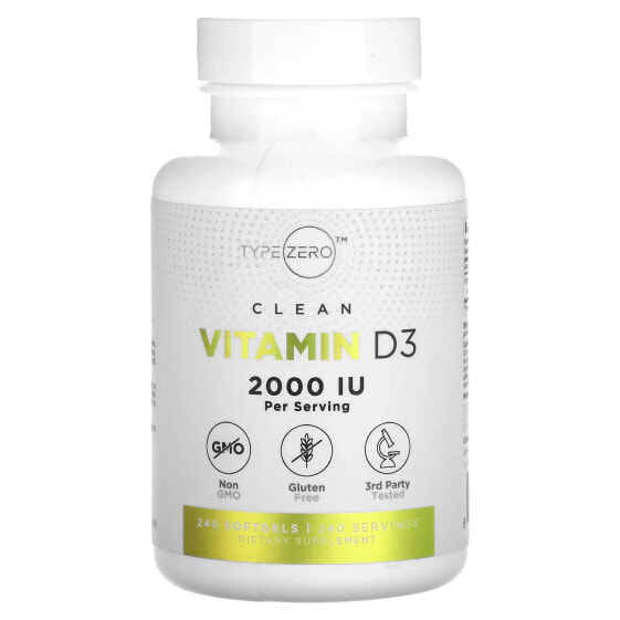 Clean, Vitamin D3, 2,000 IU, 240 Softgels