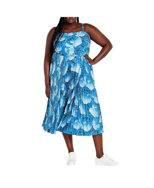 Plus Size Jayda Pleat Print Midi Dress