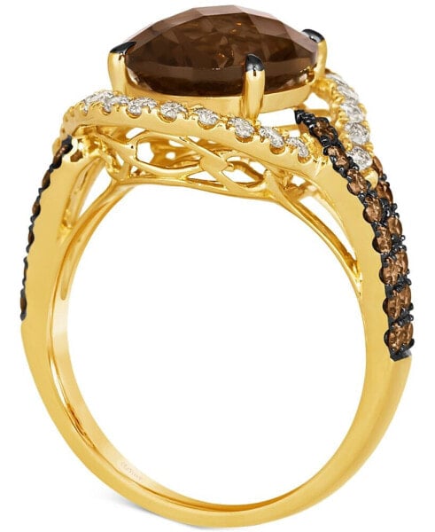 Кольцо Le Vian Chocolate Quartz & Diamond Swirl Gold