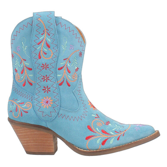 Dingo Sugar Bug Floral Embroidery Round Toe Cowboy Booties Womens Blue Casual Bo