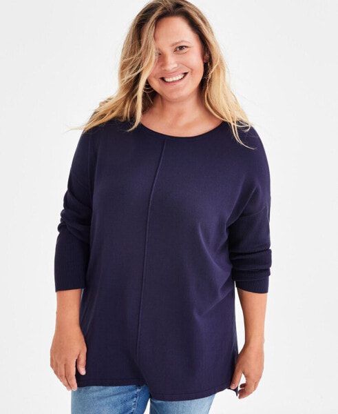 Plus Size Knit Seam-Front Tunic Top, Created for Macy's